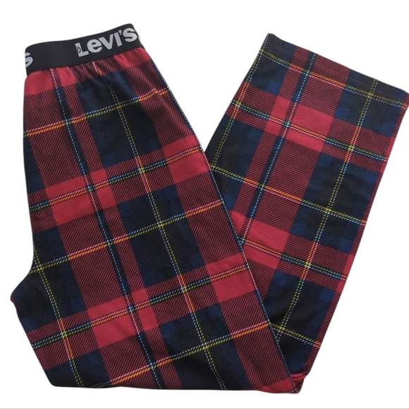 Levi's Plaid Pajama Pants Boys 14 Red Blue - Picture 6 of 11